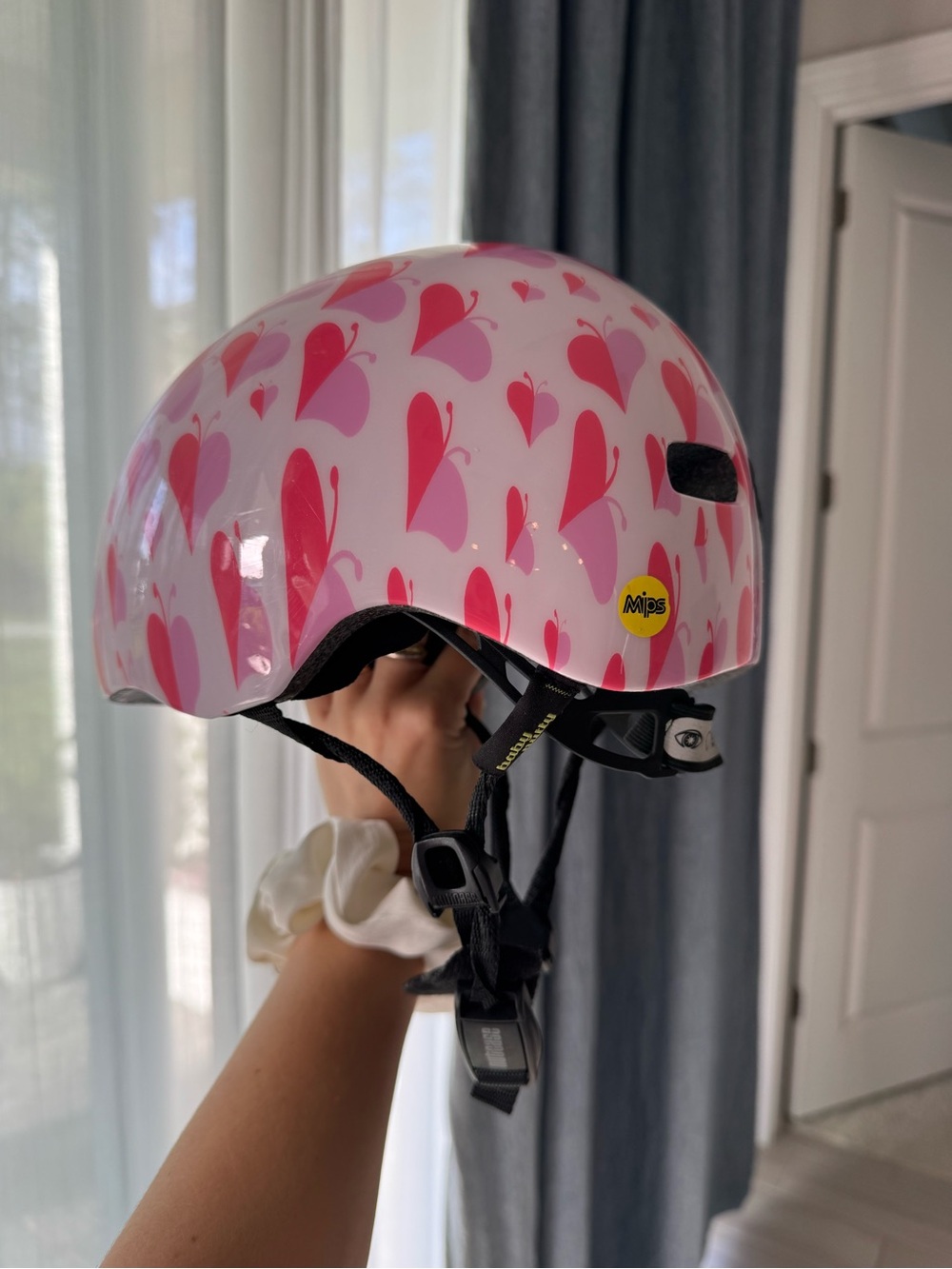 Kids Pink Heart Bike Helmet with Mips